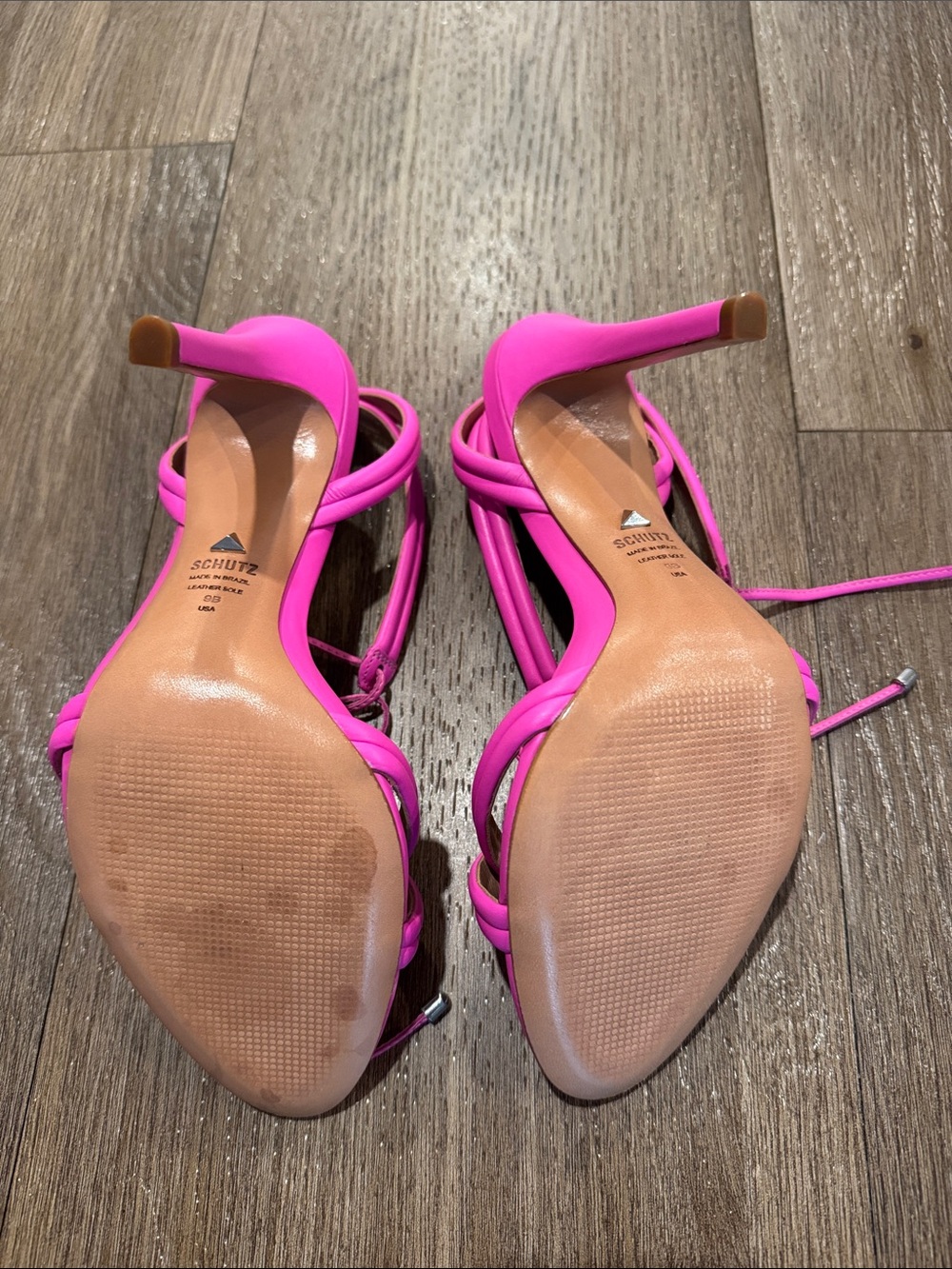 SCHUTZ Hot Pink Strappy Lace-Up Stiletto Sandals - Picture 3 of 6